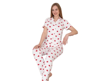 MİLAN GÖMLEK YAKA KISA KOL PİJAMA TAKIM M/2XL