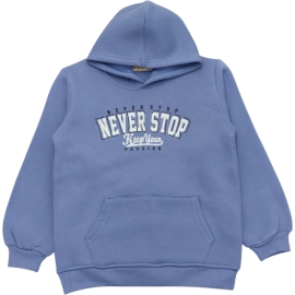 NEVER STOP  BASKILI KAPÜŞONLU ERKEK SWEAT 8/12 YAŞ