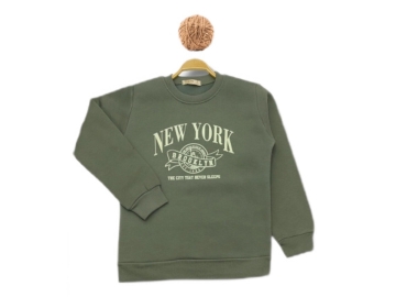 NEWYORK BASKILI ÜÇ İP ERKEK SWEAT 3/7 YAŞ