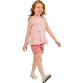 PAPATYA GABARDİN ŞORT TAKIM  3Y,4Y,5Y,6Y Kız