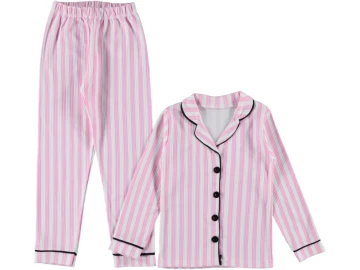 PEMBE ÇİZGİLİ YAKALI ÇOCUK PİJAMA TAKIM 7/9 YAŞ