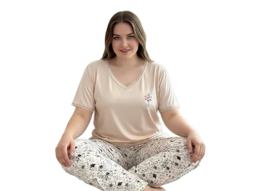 RİNG VİSKON BATTAL BAYAN PİJAMA TAKIM 3XL/5XL