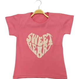 SWEAT HEART BASKILI KIZ TİŞÖRT 3/7 YAŞ