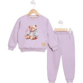 TAŞLI TEDDY BASKILI İKİ İP KIZ TAKIM 2/5 YAŞ