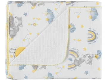 UYKULU SİNCAP BASKILI PİKELİ MUSLİN BATTANİYE  100x100