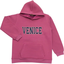VENİCE BASKILI KAPÜŞONLU ÜÇ İP KIZ SWEAT 3/7 YAŞ