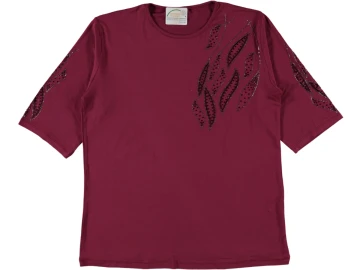 YAPRAK TAŞ BASKILI VİSKON BLUZ 40/46