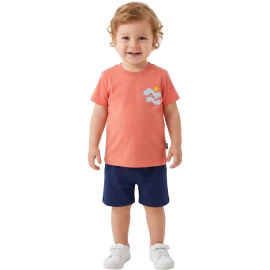 YAZLIK ERKEK BEBE TAKIMI (ARKA BASKILI) 12 Ay,2Y,3Y,4Y Erkek