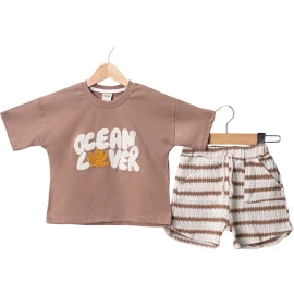 YAZLIK OCEAN SÜZİNE NAKIŞLI ŞORTLU TAKIM 12 Ay,2Y,3Y,4Y Erkek