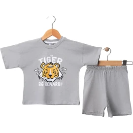 YAZLIK TIGER KAPLAN BASKILI ŞORTLU TAKIM 12 Ay,2Y,3Y,4Y Erkek