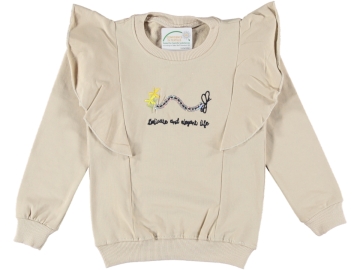 ÖN FIRFIRLI BELİCATE ÇİÇEK KELEBEK NAKIŞLI KIZ SWEAT 5/8 YAŞ 