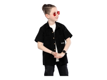 FASHION BASKILI TİŞÖRTLÜ ERKEK GÖMLEK 6/9 YAŞ