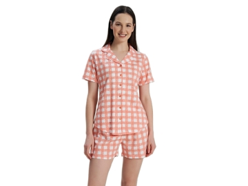 PENYE ÖNDEN DÜĞMELİ ŞORTLU BAYAN PİJAMA TAKIM S/XL