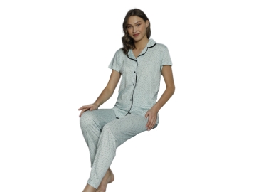 PENYE GÖMLEK YAKA KISA KOL BAYAN PİJAMA TAKIM S/XXL