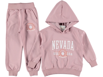 NEVADA BASKILI KAPÜŞONLU KIZ TAKIM 2/5 YAŞ 