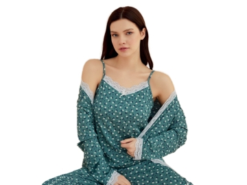 PEGASUS SABAHLIKLI 3'LÜ BAYAN PİJAMA TAKIM S/XL