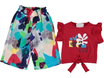 Summer Day Baskılı Viskon Kız Tk 3Y,4Y,5Y,6Y Kız